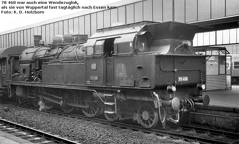78 468 war auch eine Wendezuglok,
 als sie von Wuppertal fast tagtäglich nach Essen kam
 Foto: K. D. Holzborn